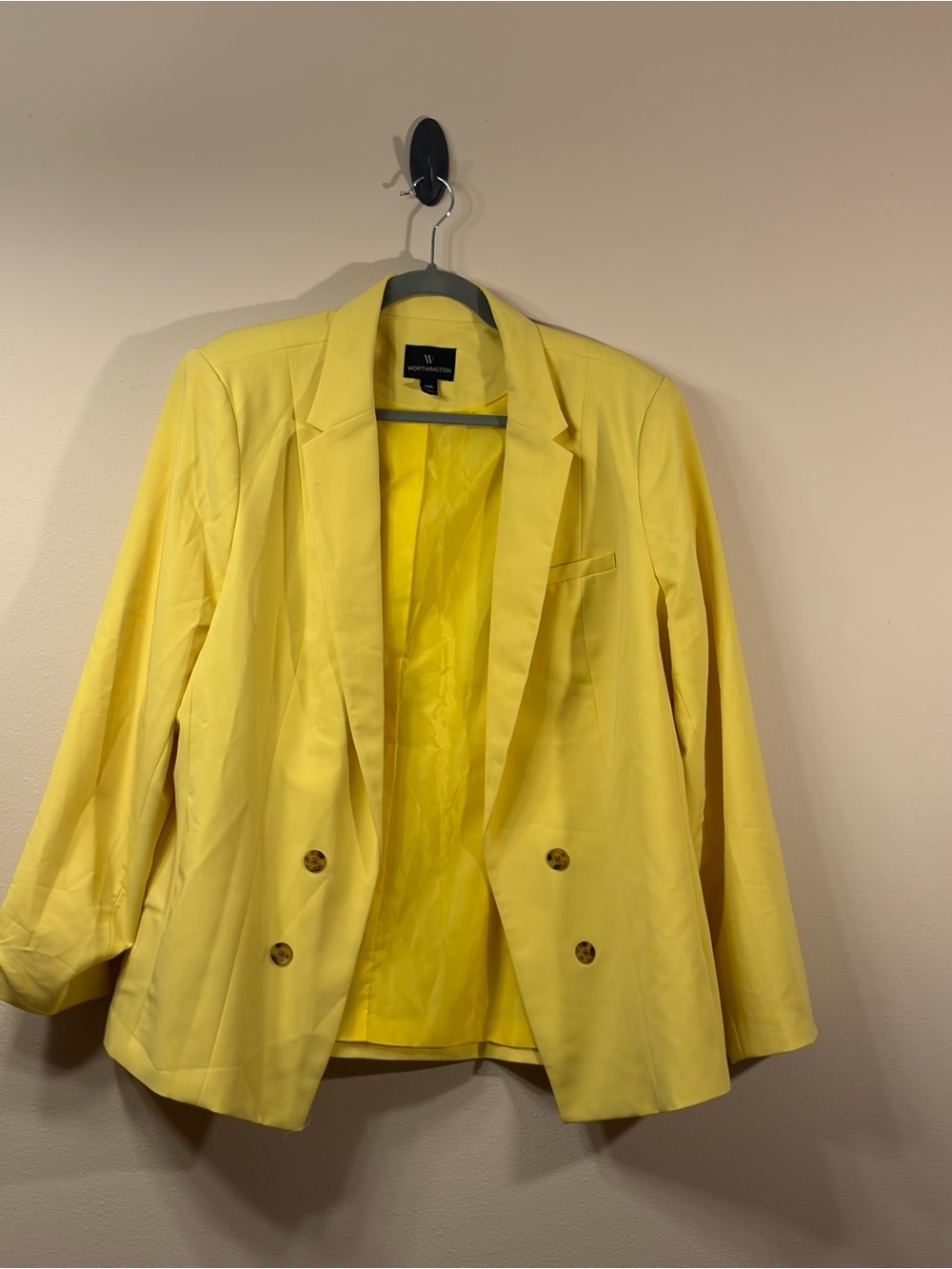 Worthington yellow double-breasted blazer — XXL